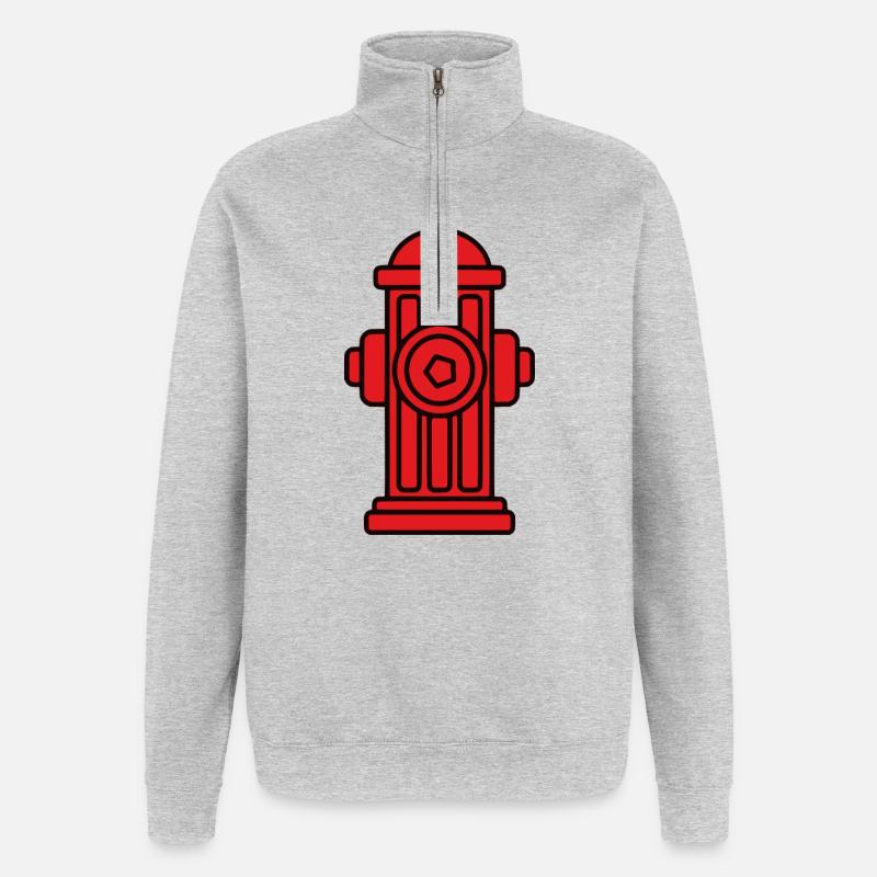 Classic Bold Red Fire Hydrant - Quarter-Zip Sweatshirt - heather grey