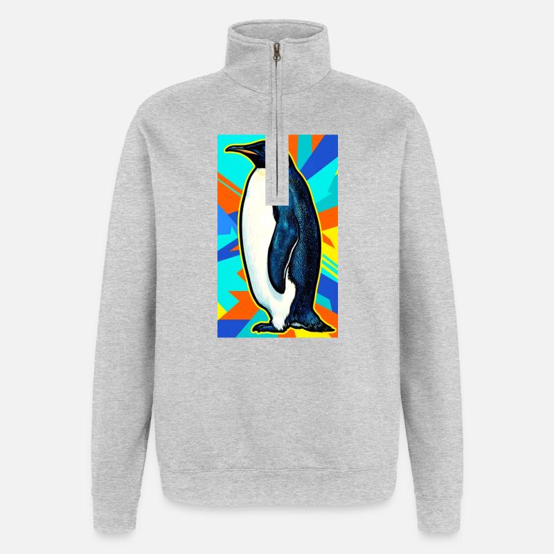 Pinguin - Quarter-Zip-Sweatshirt - Grau meliert