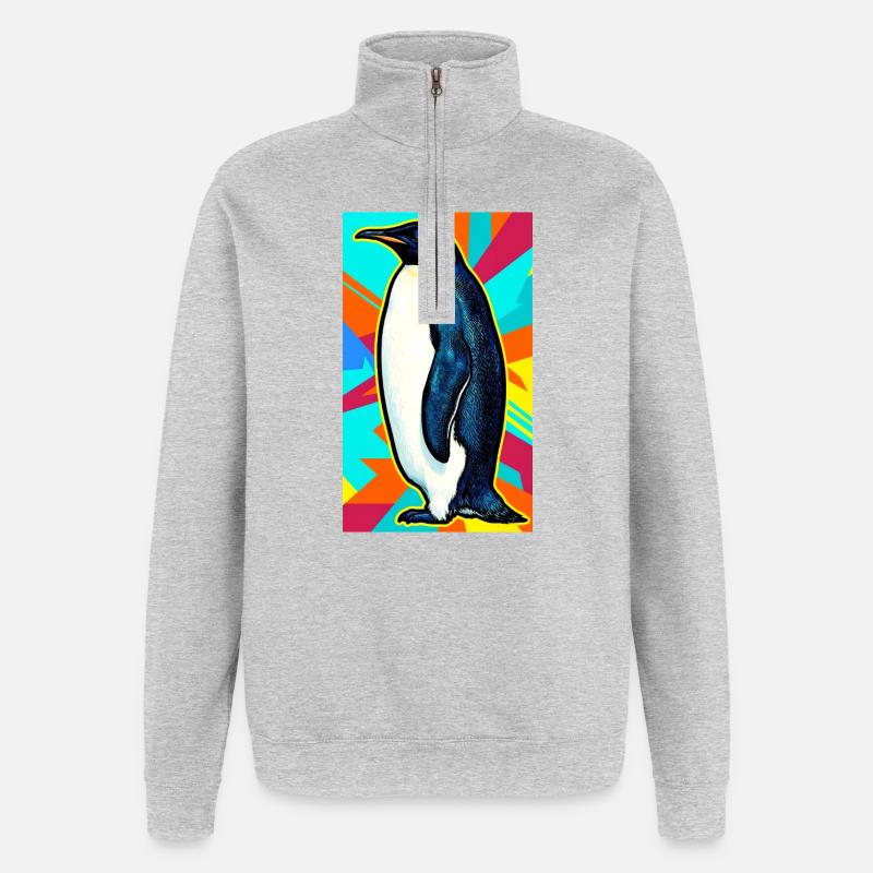 Pinguin - Quarter-Zip-Sweatshirt - Grau meliert