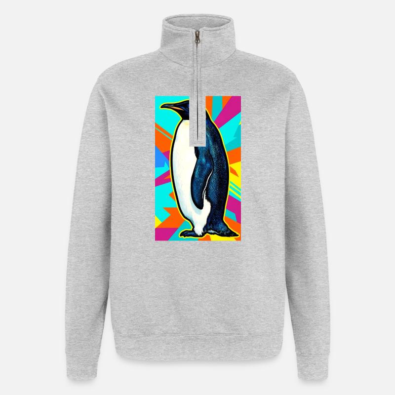 pingouin - Sweat à zip 1/4 - gris chiné