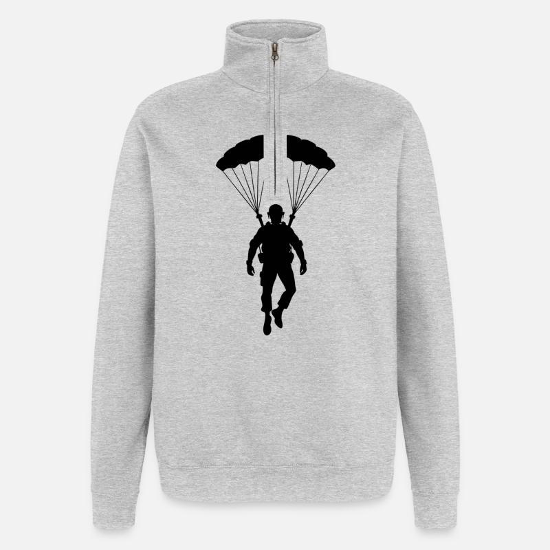 Parachutiste - Sweat à zip 1/4 - gris chiné