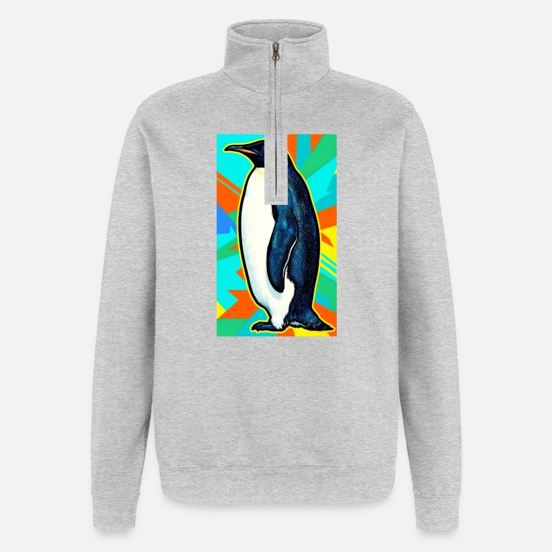 Pinguin - Quarter-Zip-Sweatshirt - Grau meliert