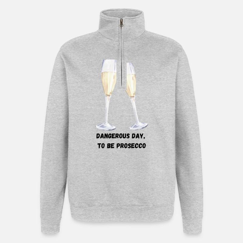 Verres Prosecco - Sweat à zip 1/4 - gris chiné