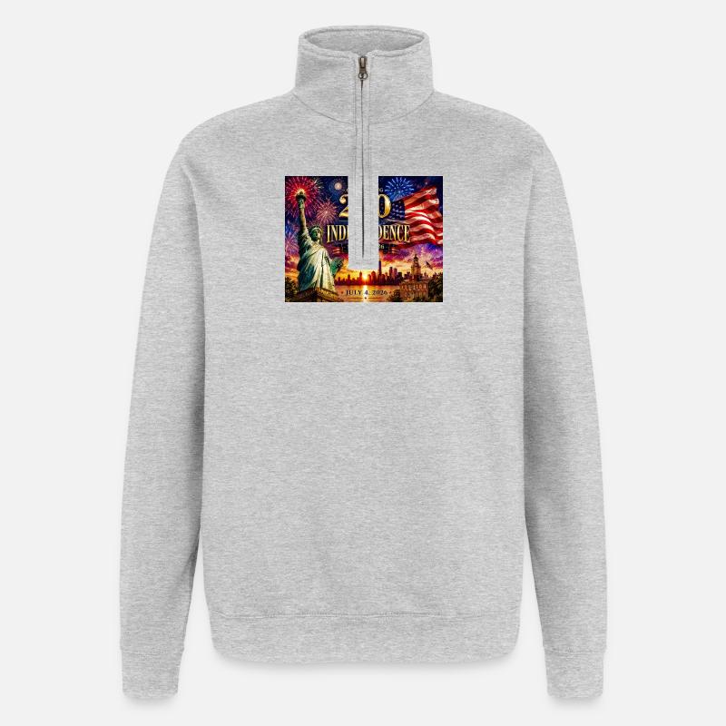 250 ans d’indépendance 1776-2026 - Sweat à zip 1/4 - gris chiné