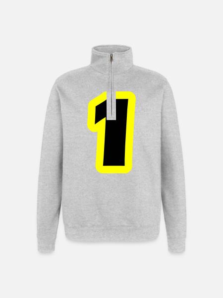 1 Symbole numérique - Sweat à zip 1/4 - gris chiné