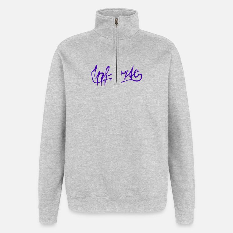 Motif de lettrage graffiti violet - Sweat à zip 1/4 - gris chiné