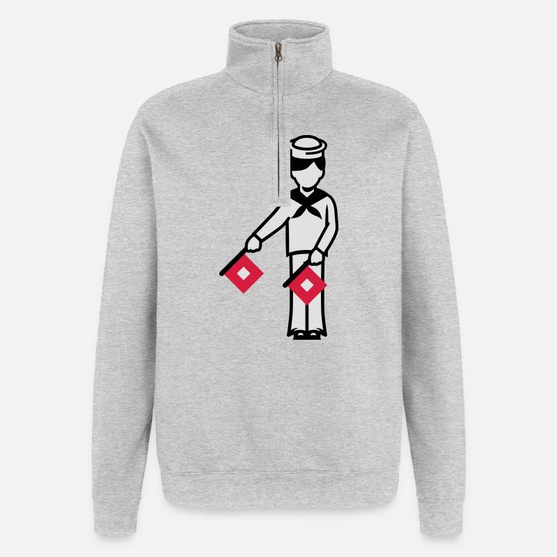 Marin A1 un Winker alphabet - Sweat à zip 1/4 - gris chiné
