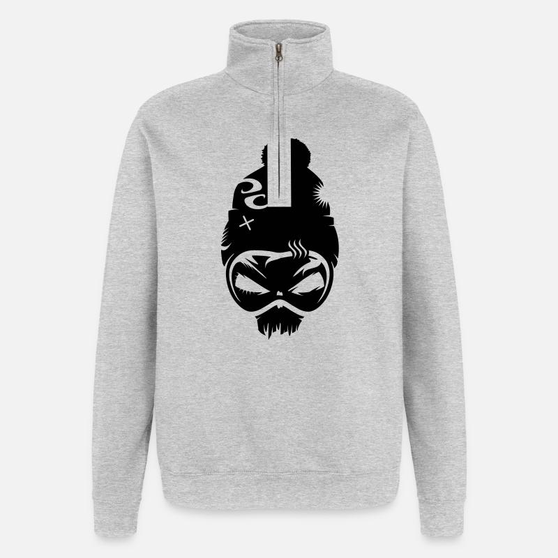 Snowboard Skull mit Snowboard Brille - Quarter-Zip-Sweatshirt - Grau meliert