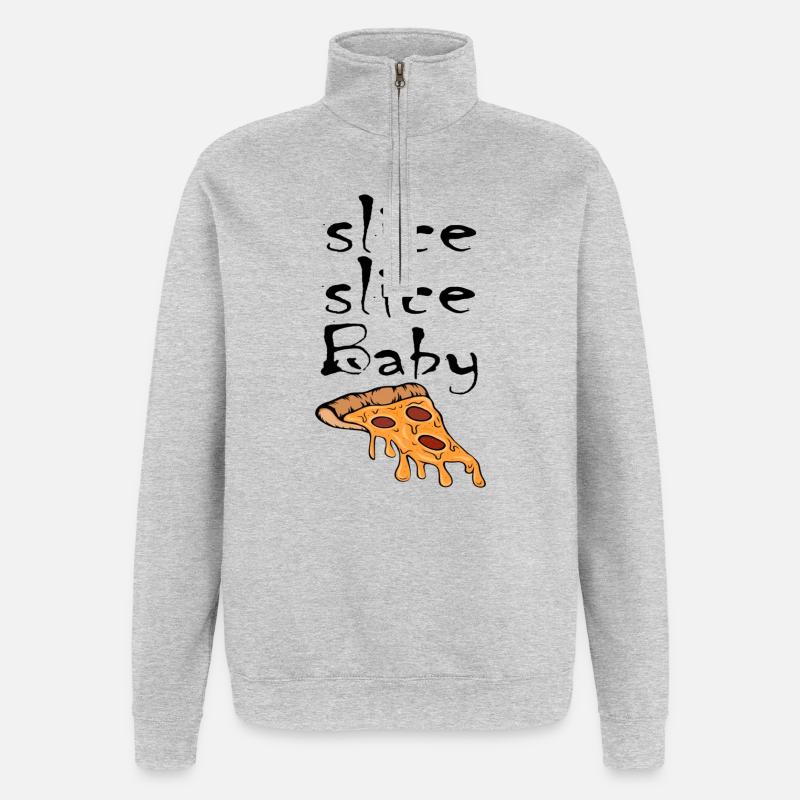 Slice Slice Baby Pizzastück - Quarter-Zip-Sweatshirt - Grau meliert