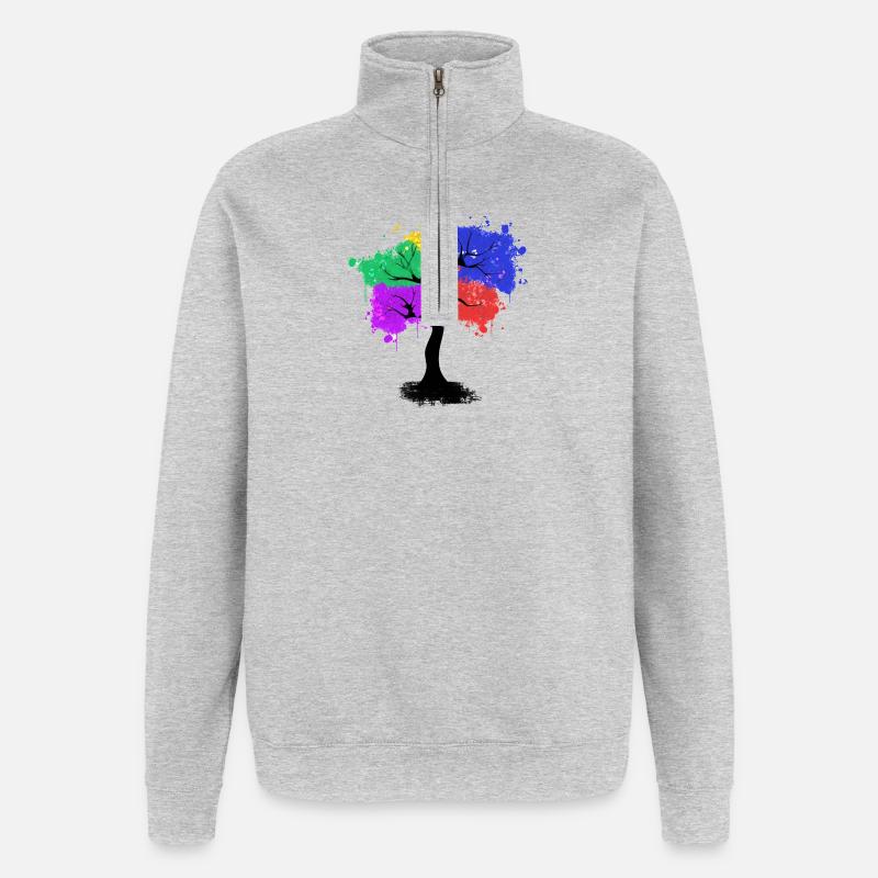 Arbre de couleur - Sweat à zip 1/4 - gris chiné