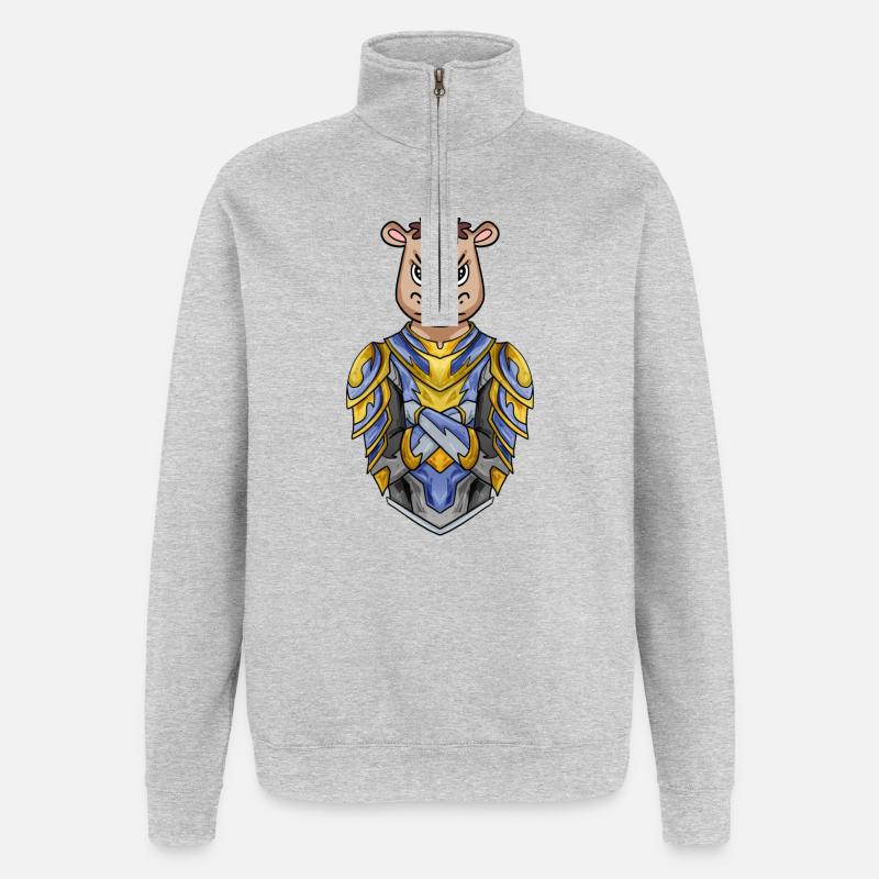 Ritter Pferd cool - Quarter-Zip-Sweatshirt - Grau meliert