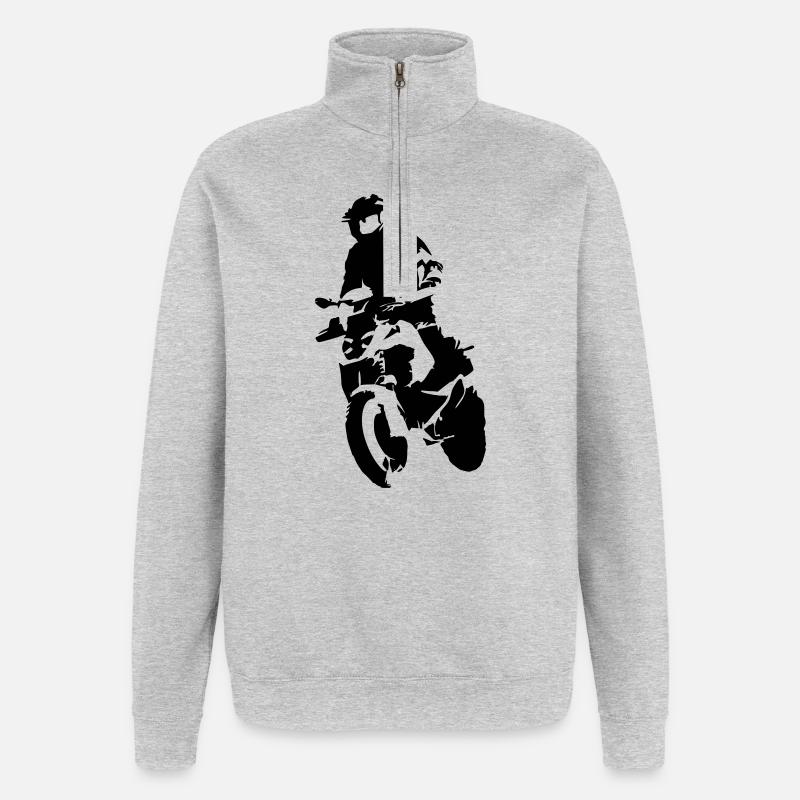 Bikershirt1300vektor - Quarter-Zip-Sweatshirt - Grau meliert