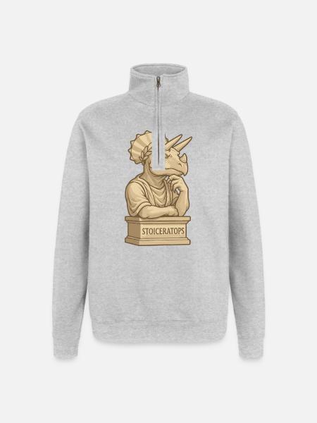 Stoiceratops - Sweat à zip 1/4 - gris chiné