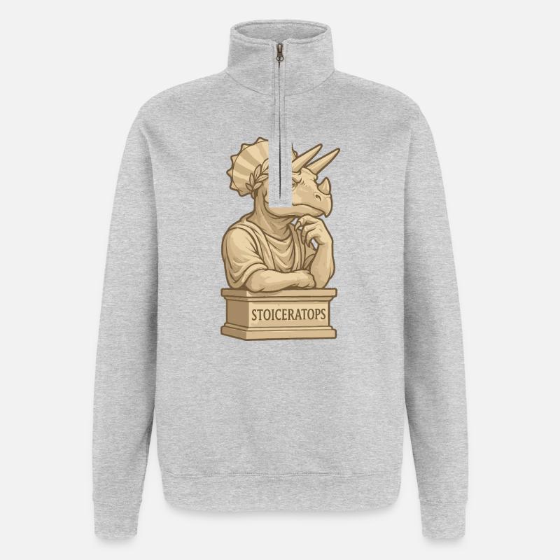 Stoiceratops - Quarter-Zip Sweatshirt - heather grey