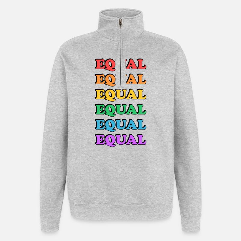 Rainbow Equality Text - Quarter-Zip Sweatshirt - heather grey