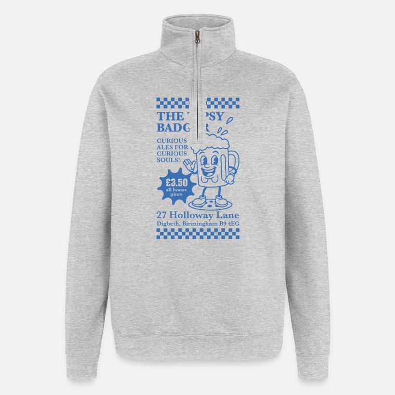 Das beschwipste Dachs-Maskottchen - Quarter-Zip-Sweatshirt - Grau meliert