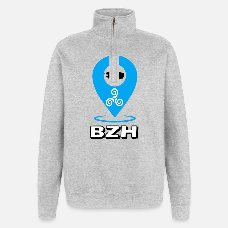 Triskel Breizh Bleu - Sweat à zip 1/4 - gris chiné