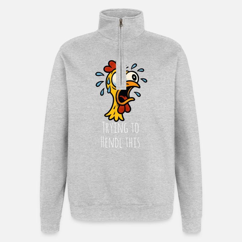 Trying to Hendl this Spruch - Quarter-Zip-Sweatshirt - Grau meliert