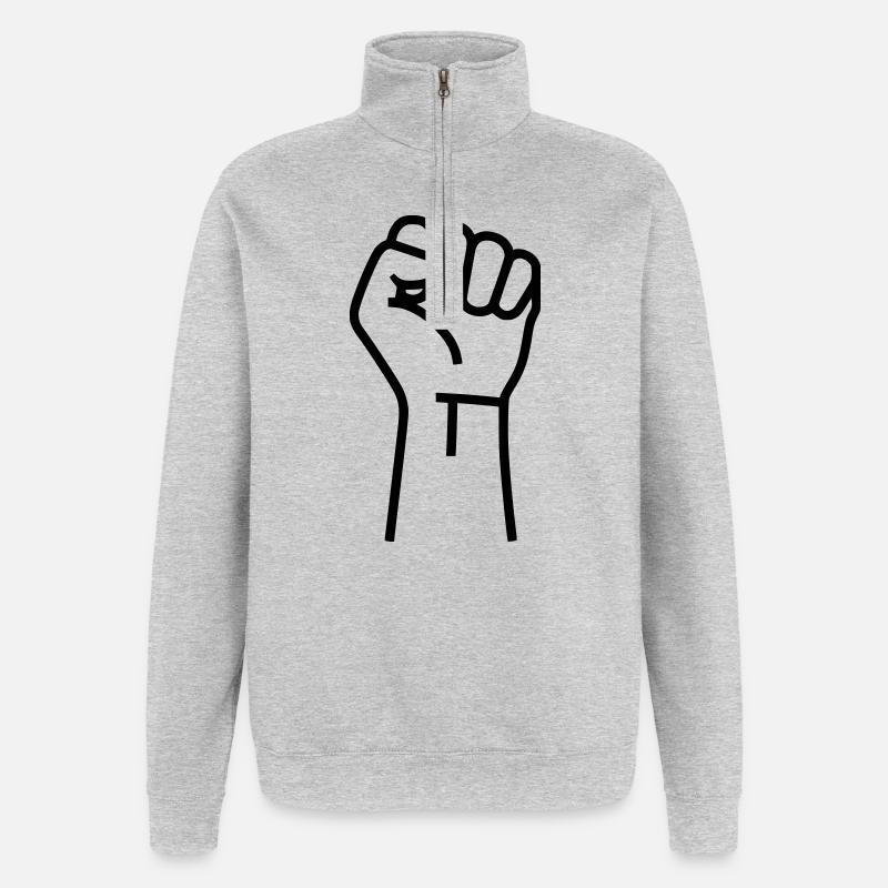 Faust Widerstand Protest Outline - Quarter-Zip-Sweatshirt - Grau meliert