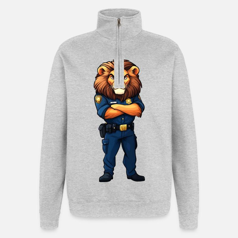 Löwen Polizei - Quarter-Zip-Sweatshirt - Grau meliert