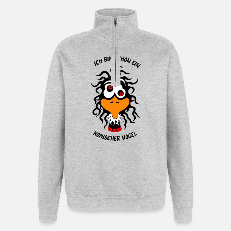 Je suis déjà un oiseau étrange - Sweat à zip 1/4 - gris chiné