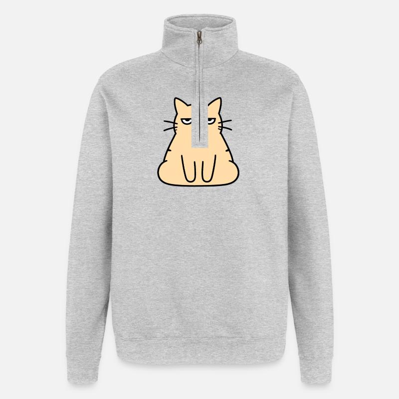 Grumpy Lounge Cat - Quarter-Zip Sweatshirt - heather grey