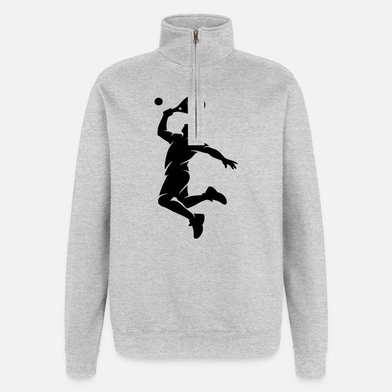 Herren-Padel-Smash - Quarter-Zip-Sweatshirt - Grau meliert