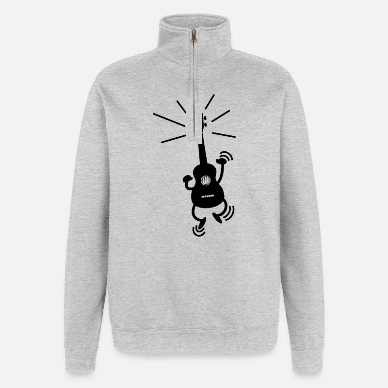 Ukulélé dansant - Sweat à zip 1/4 - gris chiné