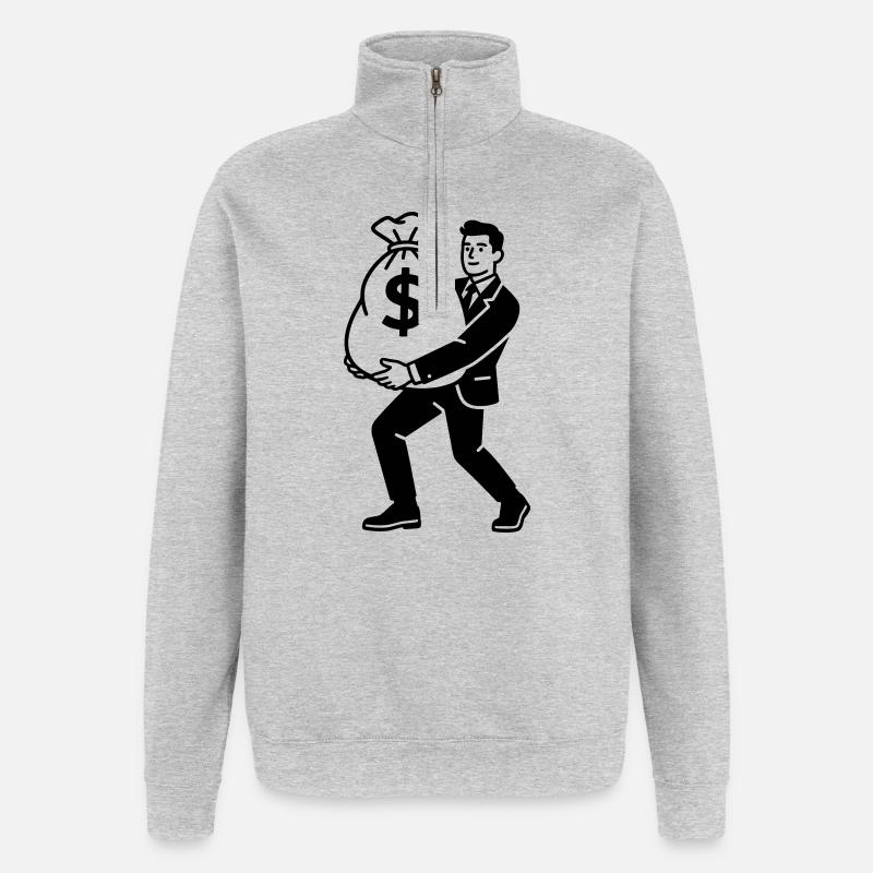 argent - Sweat à zip 1/4 - gris chiné