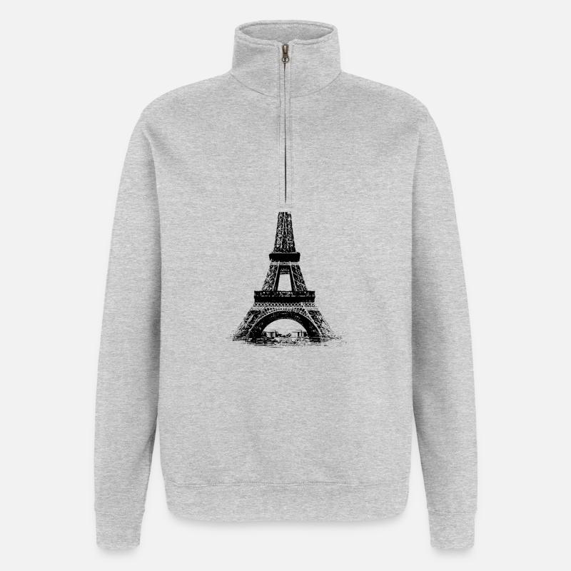 Tour Eiffel - Sweat à zip 1/4 - gris chiné
