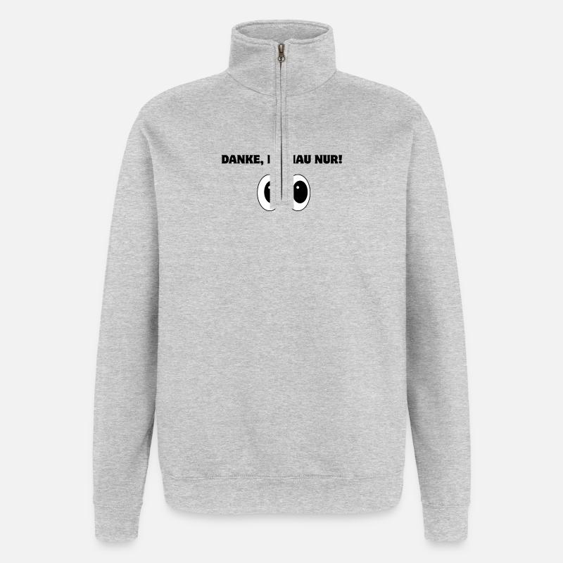 Merci, je regarde juste ! - Sweat à zip 1/4 - gris chiné