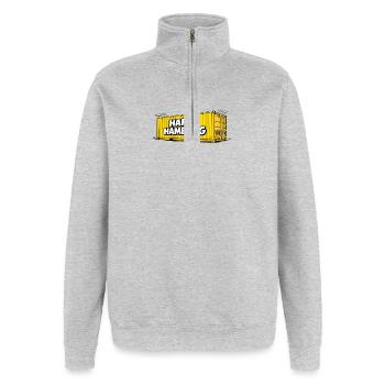 Hafen Hamburg Container - Quarter-Zip-Sweatshirt - Grau meliert - Vorne - AI Model Female 172 light (172cm) & AI Model Male 178 dark (178cm)