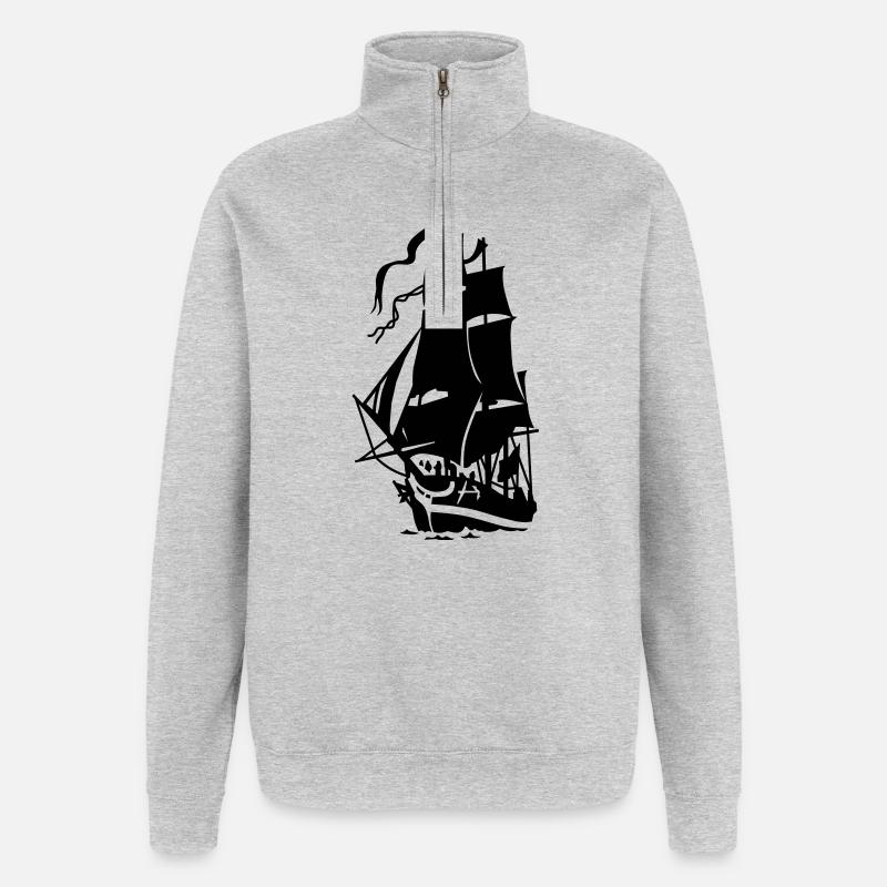 Segelschiff - Quarter-Zip-Sweatshirt - Grau meliert