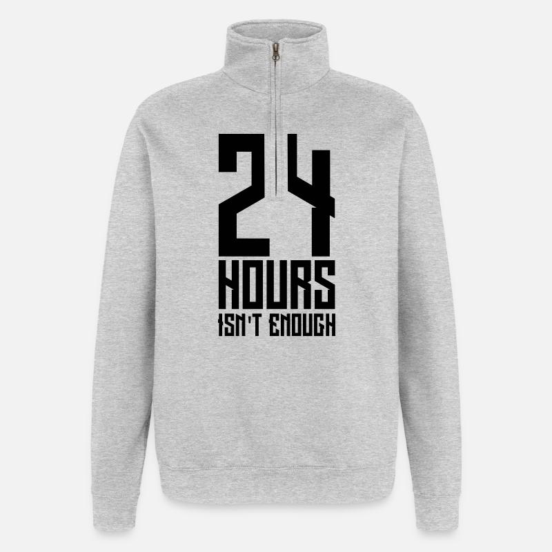 24 hours isn't enough - Quarter-Zip-Sweatshirt - Grau meliert