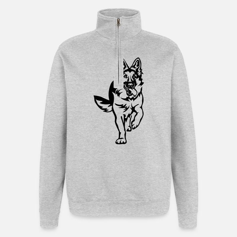 Deutscher Schäferhund - Quarter-Zip-Sweatshirt - Grau meliert