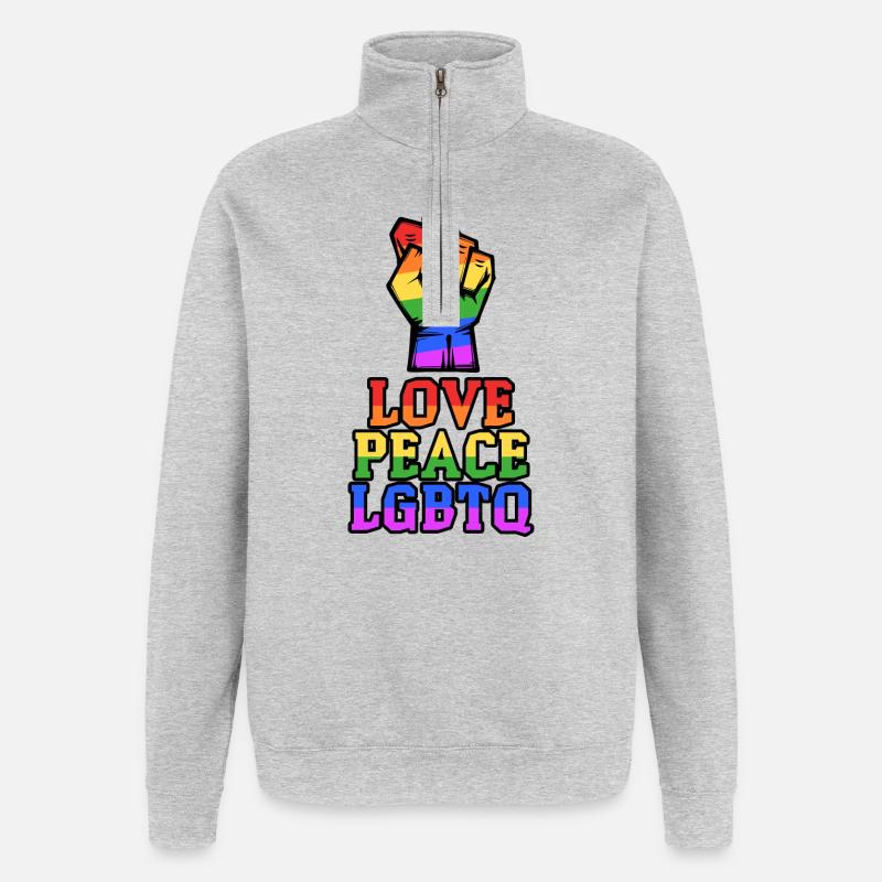 Déclaration LGBT Love Equality Sexuality - Sweat à zip 1/4 - gris chiné