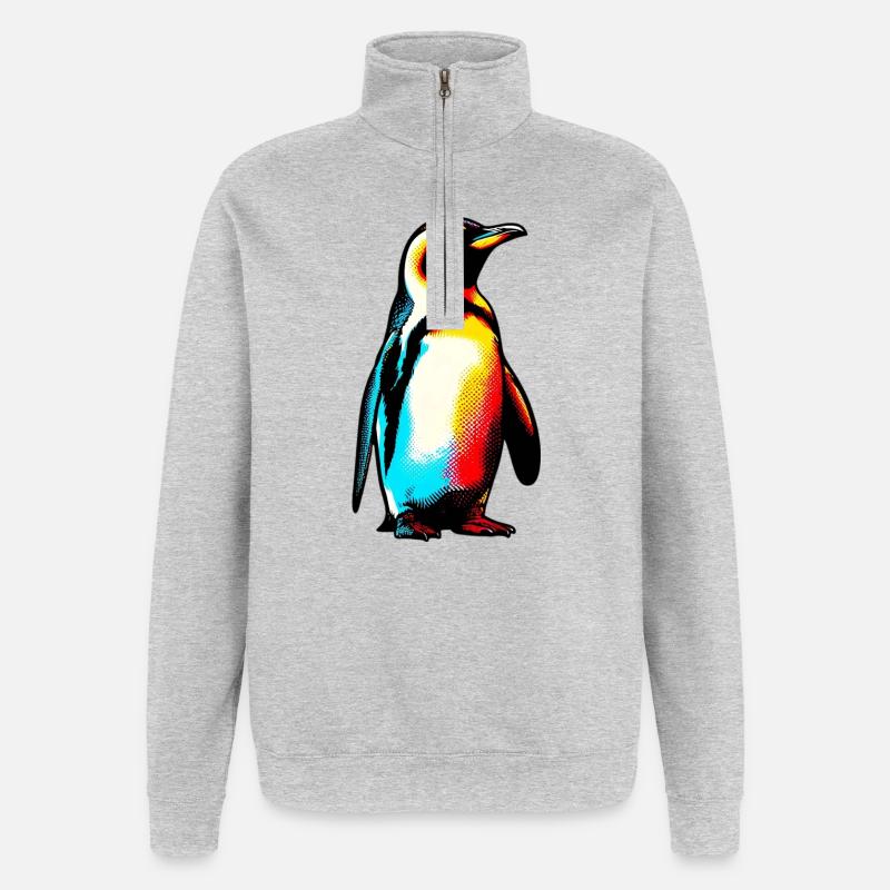 Pinguin - Quarter-Zip-Sweatshirt - Grau meliert