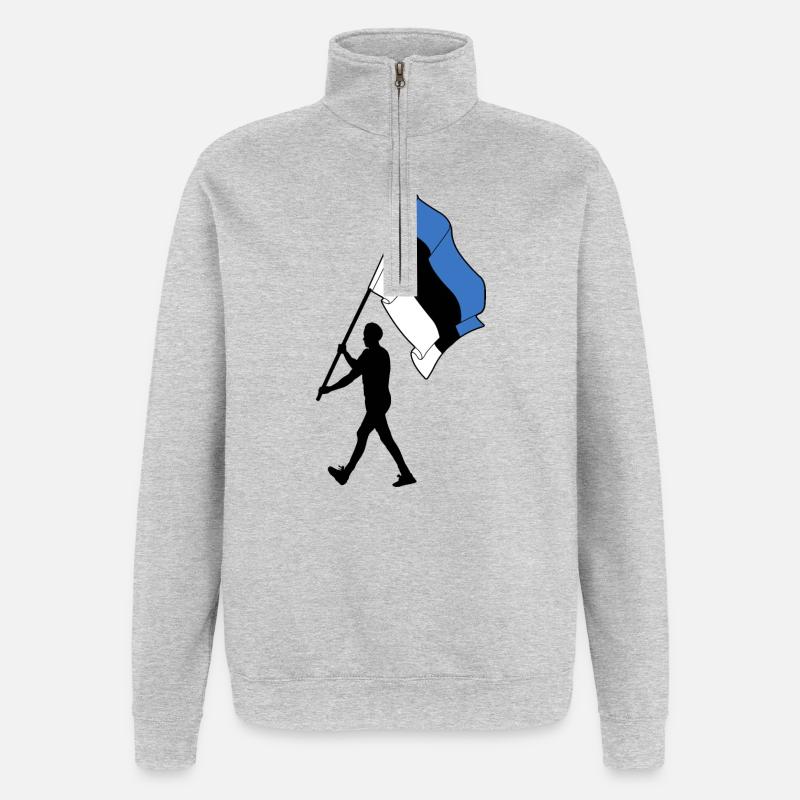Flagge Estland Mann geht - Quarter-Zip-Sweatshirt - Grau meliert