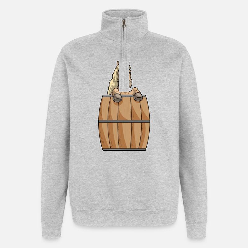 Baril de cheval - Sweat à zip 1/4 - gris chiné