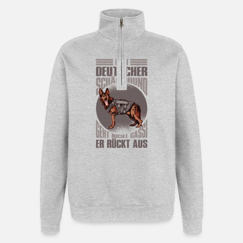 Schäferhund Geschenke Hund Herrchen Gassi - Quarter-Zip-Sweatshirt - Grau meliert