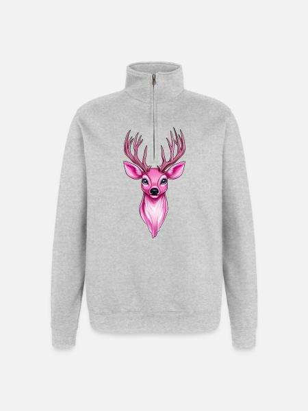 pink fantasy deer - Quarter-Zip Sweatshirt - heather grey