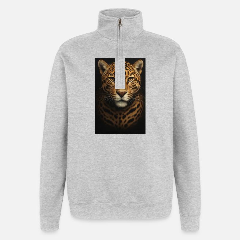 Datenanalyse-Illustration mit Leopard - Quarter-Zip-Sweatshirt - Grau meliert