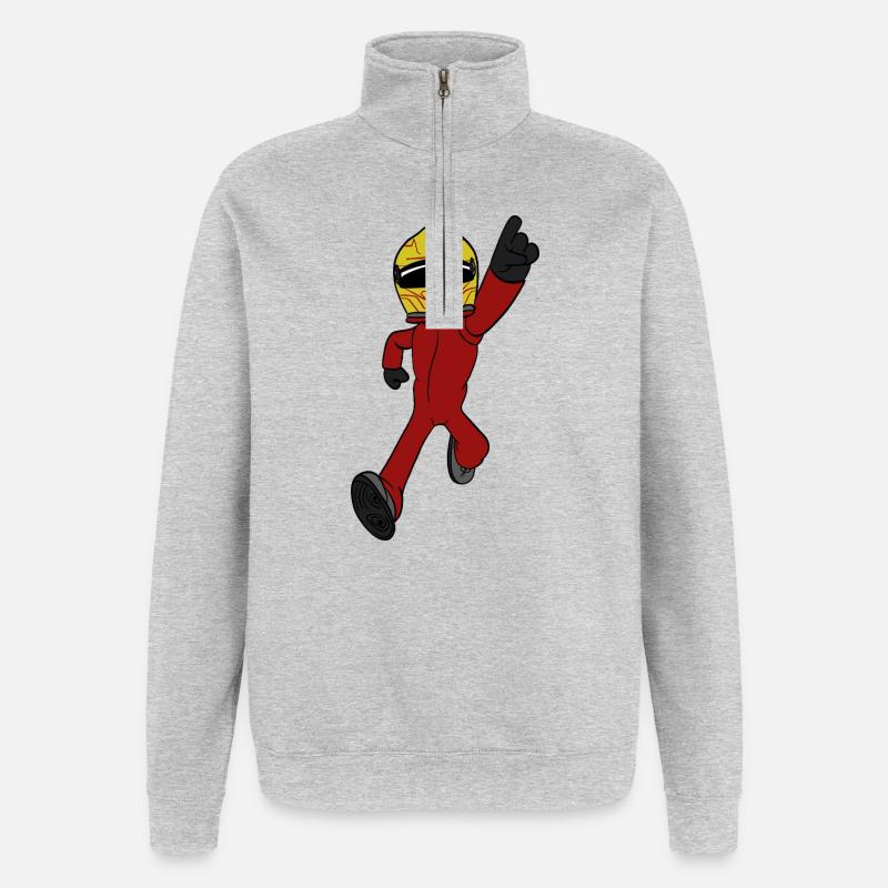 pilote de course - Sweat à zip 1/4 - gris chiné