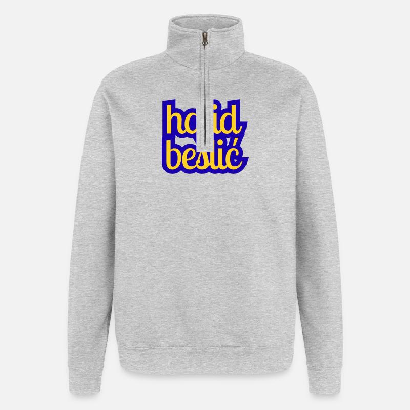 Halid Bešlić - Design en bleu jaune - Sweat à zip 1/4 - gris chiné