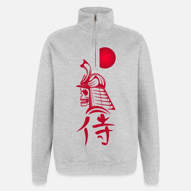Phantom Samurai and Red Sun - Quarter-Zip Sweatshirt - heather grey