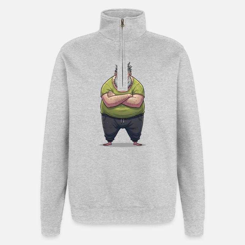 Dessin animé géant grognonneux - Sweat à zip 1/4 - gris chiné