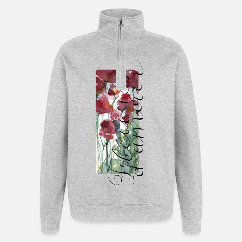 Saint-Valentin / Amour / Fleurs / Fleurs_d_amour - Sweat à zip 1/4 - gris chiné