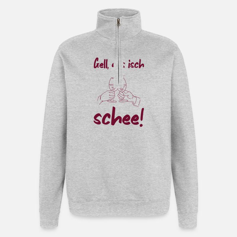 Schee - badisches Sprichwort Freundschaft Wein - Quarter-Zip-Sweatshirt - Grau meliert