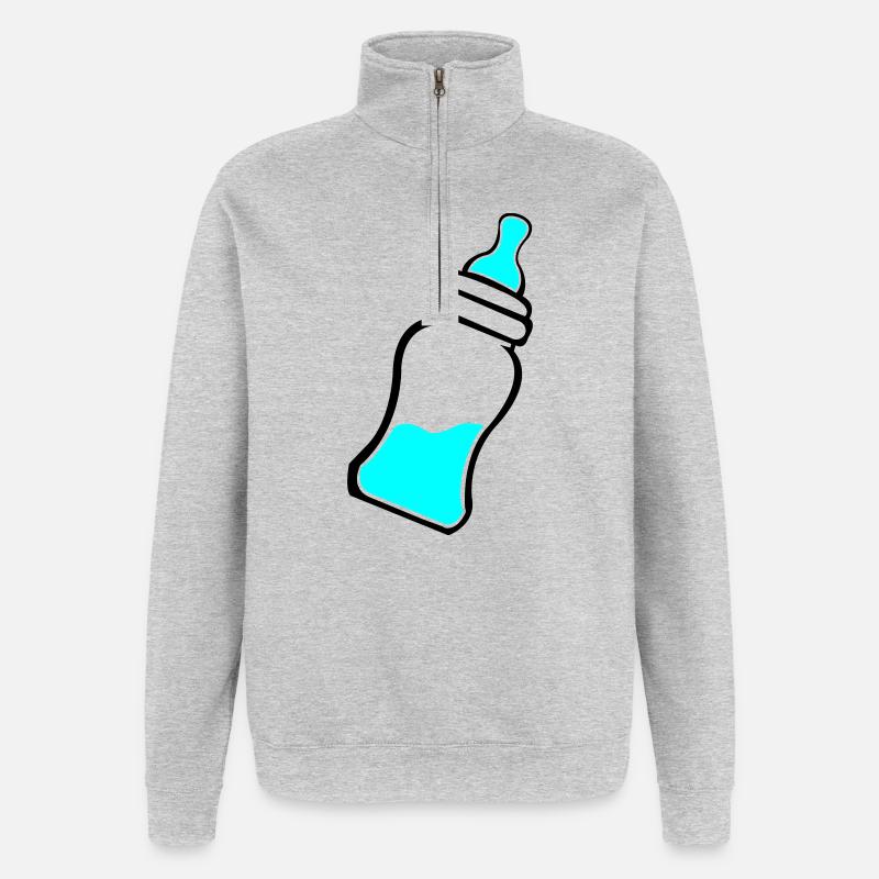 Biberon - Sweat à zip 1/4 - gris chiné