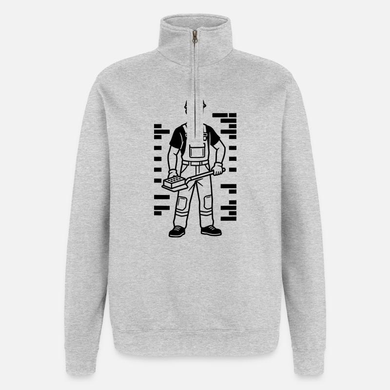 Maçon - Sweat à zip 1/4 - gris chiné